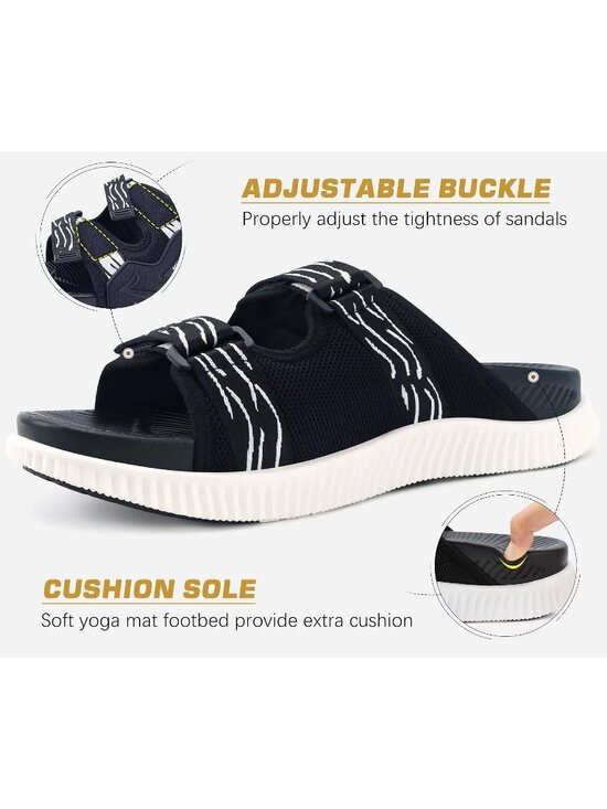 Men\'s Black White Athletic Thick Cushion Recovery Slides Orthotic Sandal Shoes main image 6
